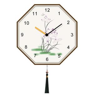 2024新款挂墙中国风新中式客厅挂钟现代八角形时钟挂表钟表免打孔