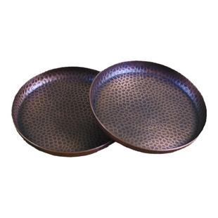 加厚紫铜盘子铜盘健康铜器餐盘饭店家用圆盘铜托盘手工仿古调料碟