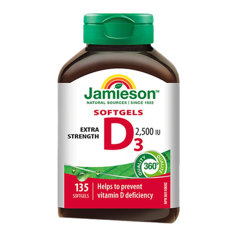 Jamieson健美生维生素D3 2500IU软胶囊VD3维他命保健品