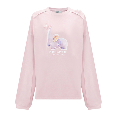 小象印花纯棉卫衣宽松百搭春