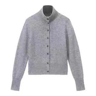 红色毛衣女款26春季新款轻奢复古松弛点子纱羊毛半高领开衫外套