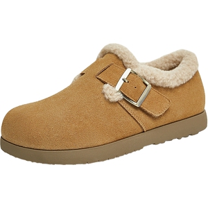 天美意厚底加绒毛毛鞋勃肯鞋女雪地靴短靴棉鞋2024冬新款KMZ05DM4