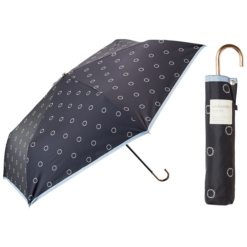 日本Waterfront黑胶晴雨伞女小弯钩遮阳伞轻便防晒防紫外线太阳伞