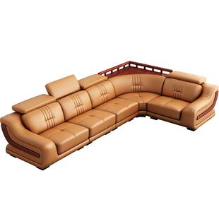 真皮沙发头层牛皮组合客厅现代简约U型东莞弧形佛山龙江转角沙发