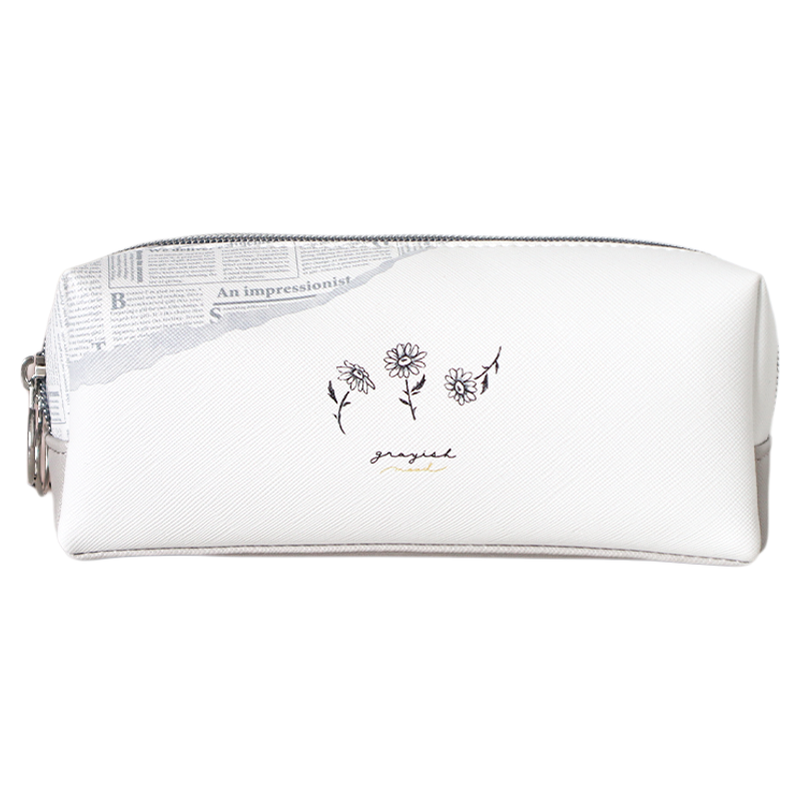 日系笔袋复古双层小众笔袋ins风简约小雏菊初中生高中生文具盒