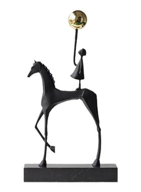 现代简约艺术铸铁大理石摆件