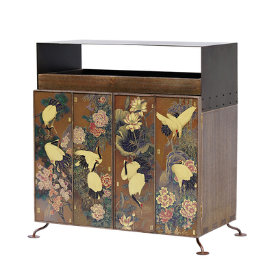 新中式铜彩烧茶水储物柜