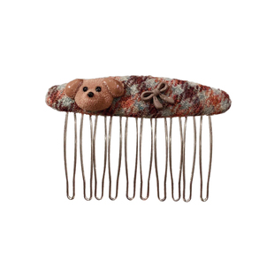 韩系针织小狗倒插梳发夹女2025新款公主头发饰侧边夹发梳碎发神器