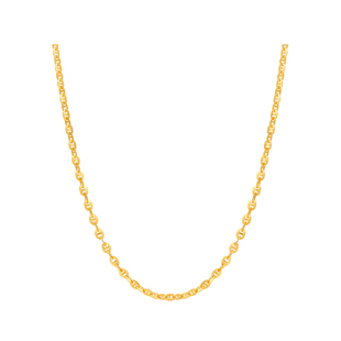 明牌珠宝18K金猪鼻子日字链 彩金精致项链K黄色时尚女套链CSR0233