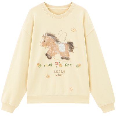 【商场同款】乐町合体圆领卫衣女短款重工绣花钉珠上衣C1CRG1404