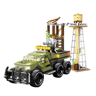 沃马积木军事系列重返战场男孩绝地求生吃鸡场景模型拼装儿童玩具