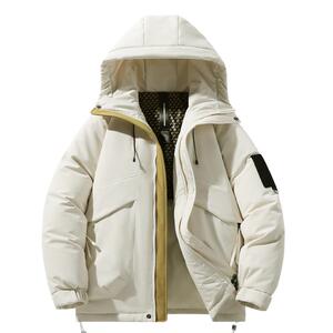 雪中飞2024冬新款男女情侣连帽短款羽绒服简约时尚工装防风保暖