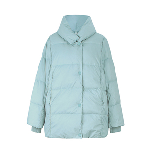 金台绣羽绒服女短款立领保暖纯色通勤风修身鸭绒外套冬ECD5S290
