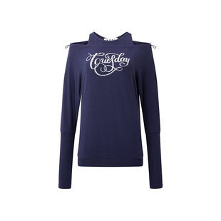 SEGI 原创设计新款两穿藏蓝色针织蝙蝠袖内搭女修身百搭上衣外套