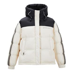 雪中飞2026春爆款女士短款连帽羽绒服泡芙条纹暖抗寒运动青春校园