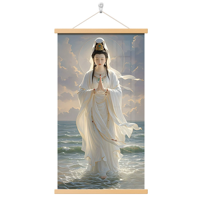 中式白衣观音法像装饰画