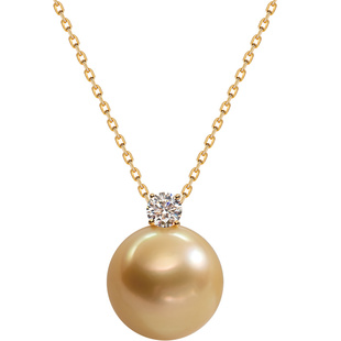 南珠宫18K金海水珍珠吊坠南洋金珠 戴妃单颗天然正品 C-D019KN-JJ