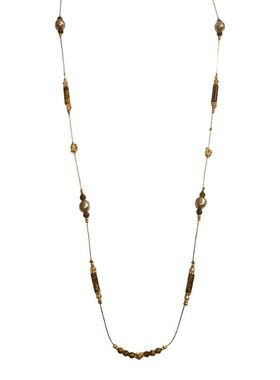 法式复古棕色虎眼石项链