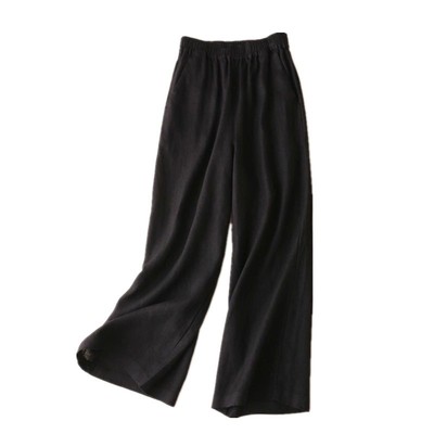 欧美宽松高腰垂感九分休闲裤女