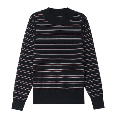 条纹毛衣女半高领套头针织打底衫