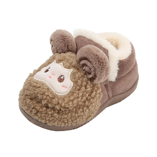 儿童雪地靴加绒加厚女室外男宝宝大棉鞋子保暖1-4岁室内卡通冬季