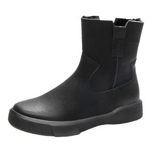 大丫丫大码女鞋41-43脚宽脚肥冬款牛皮加厚保暖时尚休闲短靴X717