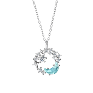 JUSONG KLEIN星月项链女轻奢小众设计感吊坠钛钢锁骨链生日礼物