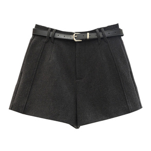 XIBEIERXIXI高腰短裤女外穿2025冬季A字阔腿裤显瘦时尚呢料靴裤