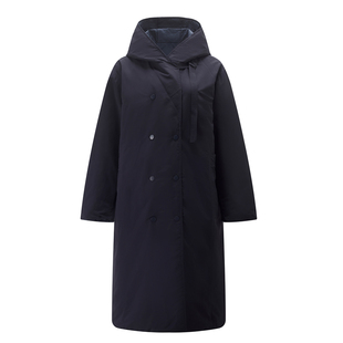 佐丹奴羽绒服女秋冬新款双面穿长款大衣式连帽羽绒外套女18376005
