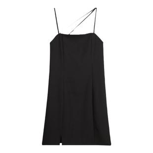 弥古黑色吊带连衣裙小个子秋冬内搭打底裙女高级感修身短款小黑裙