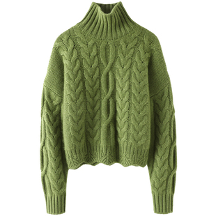 不挑人~巨美狂气质!!重磅加厚高领羊绒衫女纯羊绒毛衣套头宽松