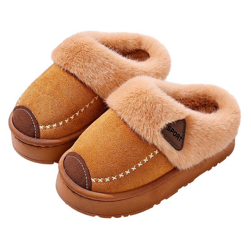 冬季儿童棉拖鞋男童加绒加厚女童棉鞋亲子室内居家保暖毛毛鞋软底