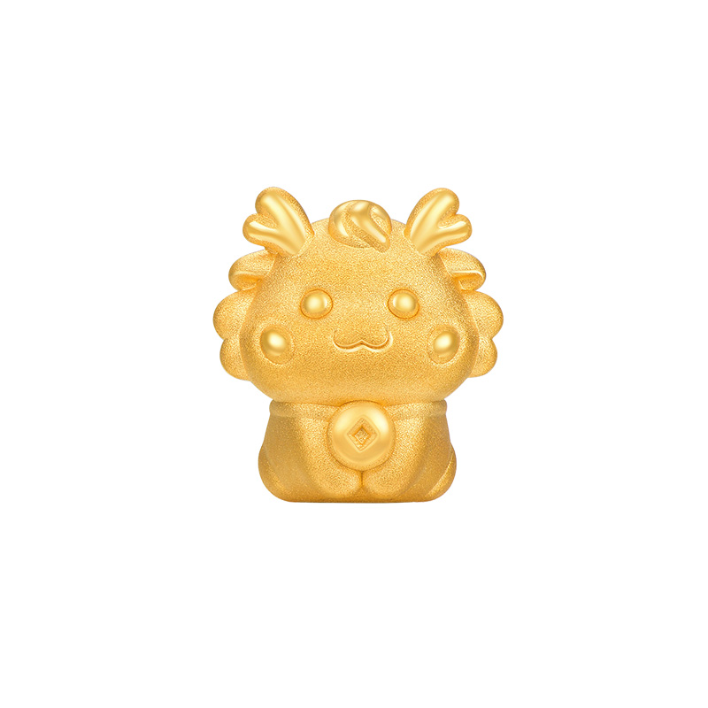 明牌珠寶黃金旺福龍串珠t足金龍年生肖轉(zhuǎn)運珠硬金吉祥手串AFP0868