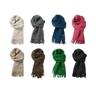 绵羊毛围巾男女冬季围脖2024新款高级感保暖高档小巧纯色日系简约