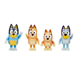 Bluey布鲁伊玩偶宾果奇莉班底特经典家庭款4只装过家家玩具女孩