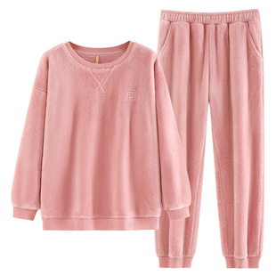 【抗静电】家乐芬睡衣女士秋冬款冬季法兰绒加绒加厚珊瑚绒家居服