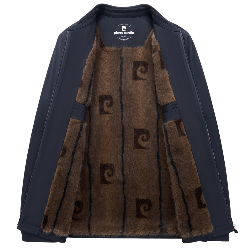 【金貂毛内里】皮尔卡丹冬季外套男加绒加厚夹克中老年爸爸装棉服