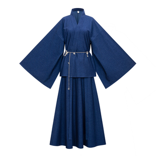 【观止织造｜深海】晋制汉服元素褶衣12破交窬裙牛仔蓝亲肤日常风