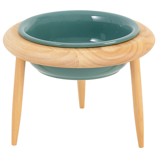 陶瓷猫碗护颈椎大号猫食盆木架狗狗猫粮碗斜口防打翻宠物猫咪水碗