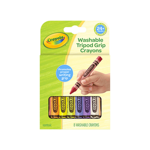 绘儿乐Crayola8色可水洗三角形蜡笔幼儿园彩色蜡笔安全无毒防滚落