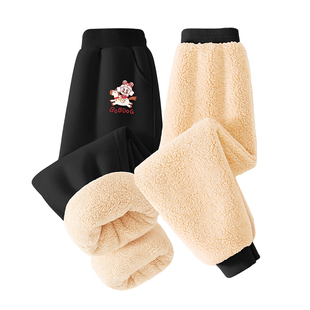 巴布豆女童裤子加绒加厚童装运动裤2025新款儿童冬装小女孩保暖裤