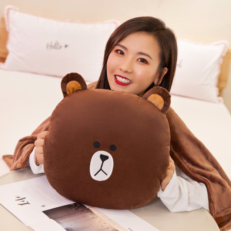 暖手抱枕被子两用办公室靠背垫靠枕三合一空调被车内神器午睡毯子