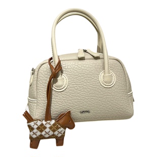 劳拉时黛女包2026春季新款少女风洋气保龄球包休闲简约手提斜挎包