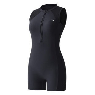 安踏泳衣女款竞速无袖连体平角遮肉显瘦游泳馆专用女士温泉游泳衣