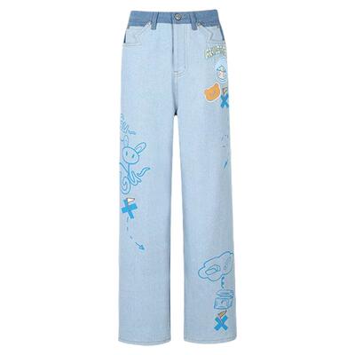 FRAILSTATE男女款撞色拼接牛仔裤