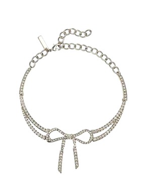 蝴蝶结金属镶钻女锁骨项链