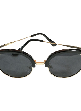 偏光黑框宽边鹰圆太阳镜