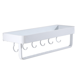 可拆洗白色卫生间置物架太空铝镜前架浴室毛巾架日用品收纳免打孔