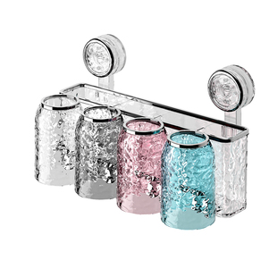 吸盘牙杯牙刷置物架免打孔壁挂式卫生间刷牙杯漱口杯电动牙刷架子