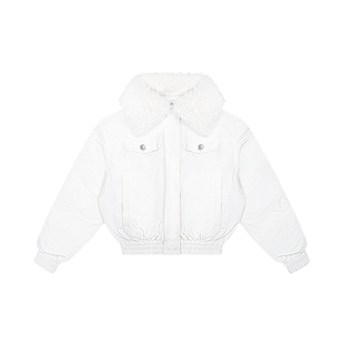 Called Back白鹅绒羽绒服女25冬季新款白色毛领短款宽松保暖外套